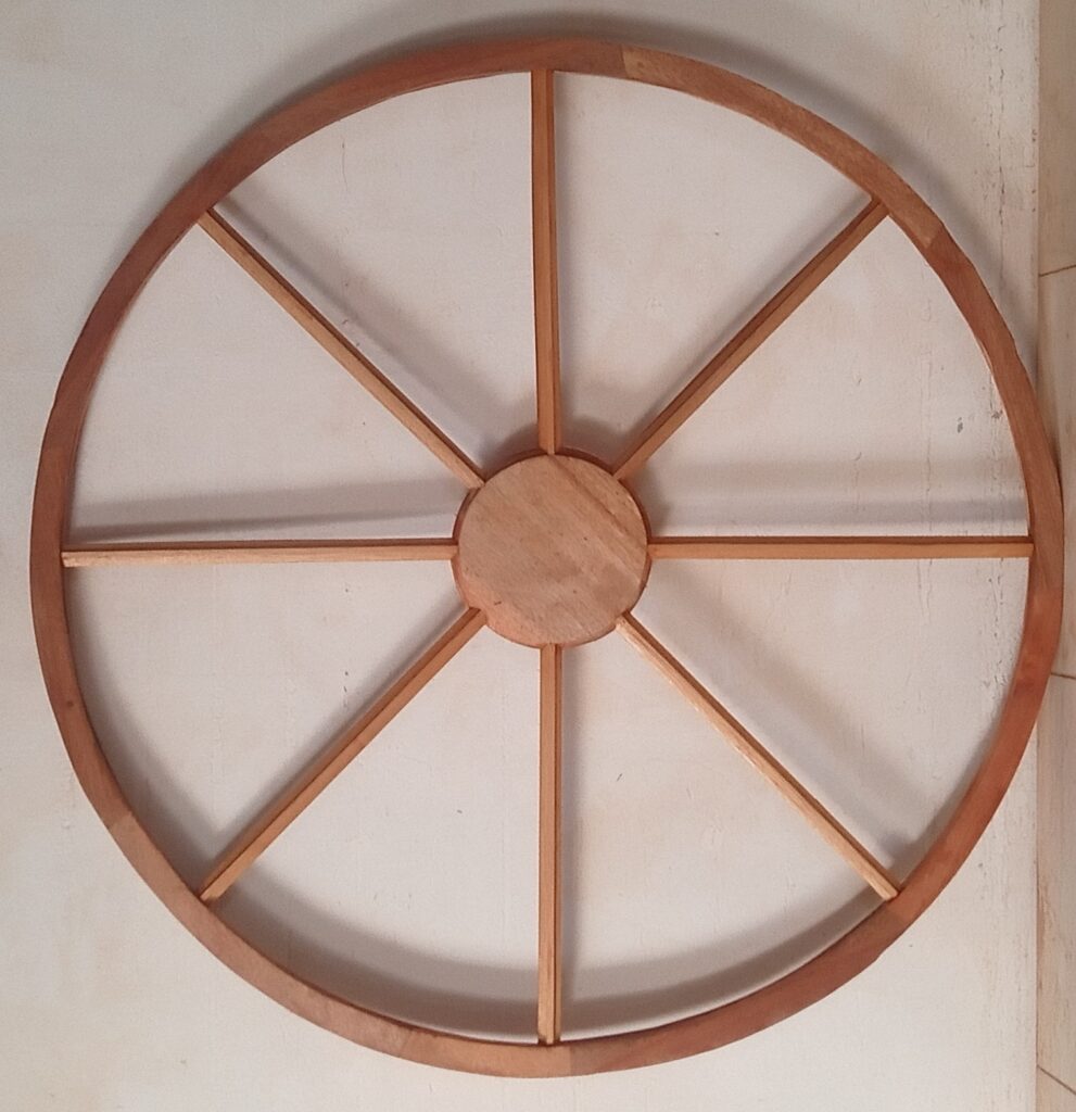 Wooden Wagon Wheel Window