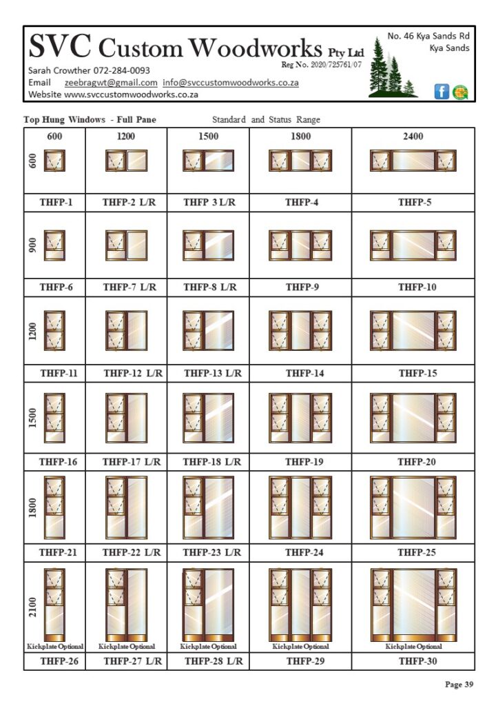 Timber Top Hung Full Pane Windows