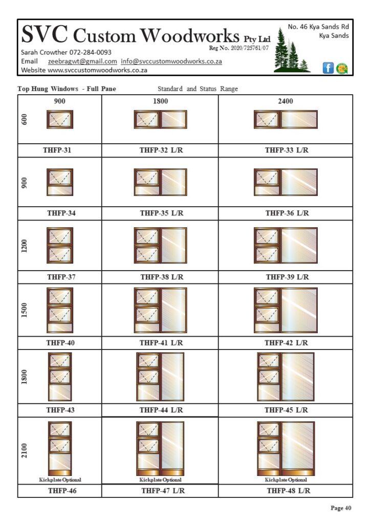 Timber Top Hung Full Pane Windows